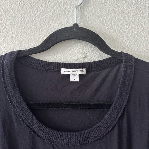 Standard James Perse Black Scoop Neck Long Sleeve Dress 2 MEDIUM - Picture 2 of 4